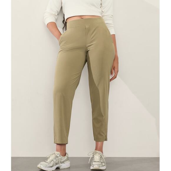 Athleta Pants - Athleta Brooklyn Mid Rise Ankle Pant Khaki Olive Branch Featherweight Stretch